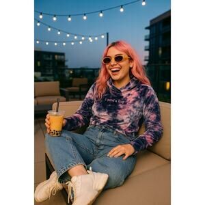 Teddy Fresh Urban Outfitters Tie Dye M NWT Velvet Long Sleeve "I Need A Hug" Top